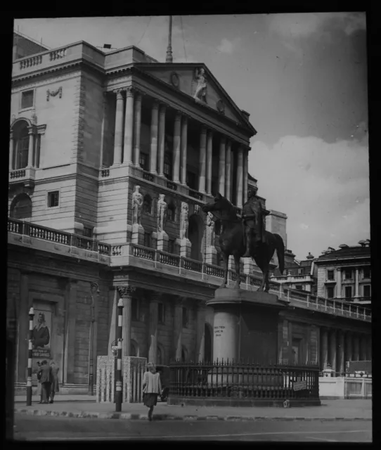 VINTAGE Magic Lantern Dia BANK OF ENGLAND LONDON DATIERT AUGUST 1945 2 WW FOTO