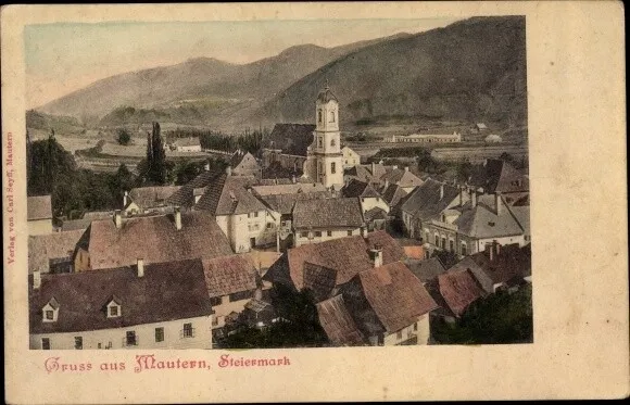 Ak Mautern in der Steiermark, Blick auf den Ort, Häuser - 10450225