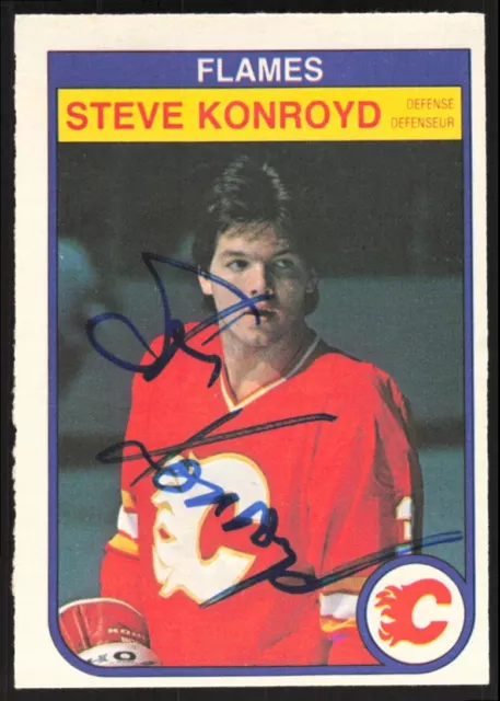 1982-83 OPC O-Pee-Chee Signed Auto Steve Konroyd RC Calgary Flames #48