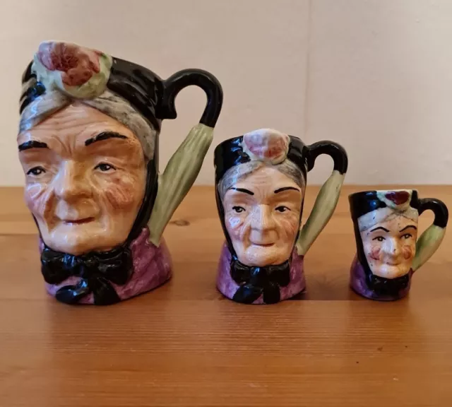 Artone Set Of 3 "Granny" Hand Painted Character Jugs