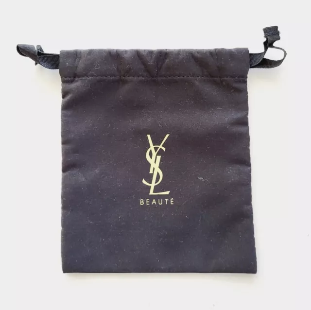 YSL Beauty Dust Bag 6" ×5" Mini Drawstring Pouch Black With Black String