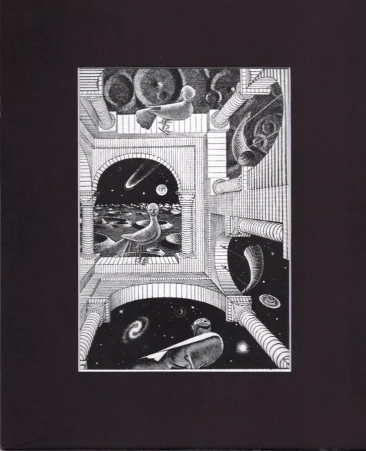 8X10" Matted Print Dimensional Art Picture MC Escher: Other World, 1947