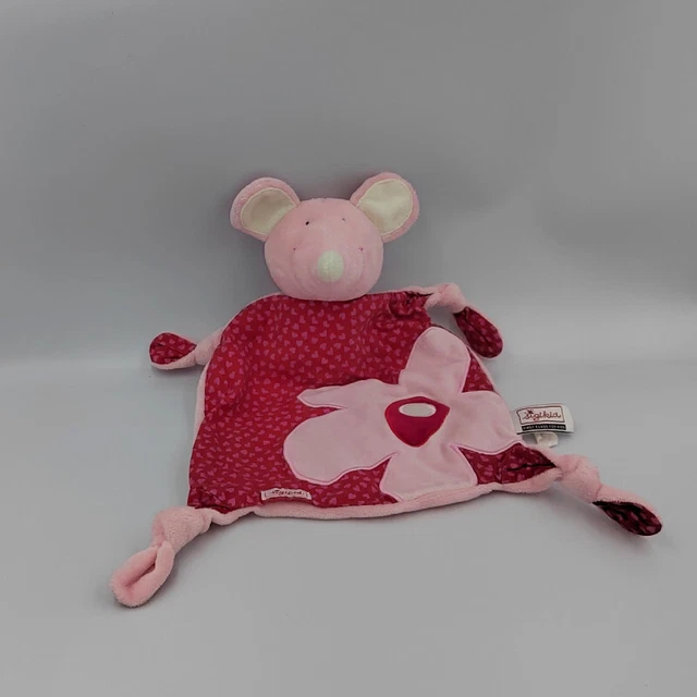 Doudou plat souris rose coeurs SIGIKID - 30714