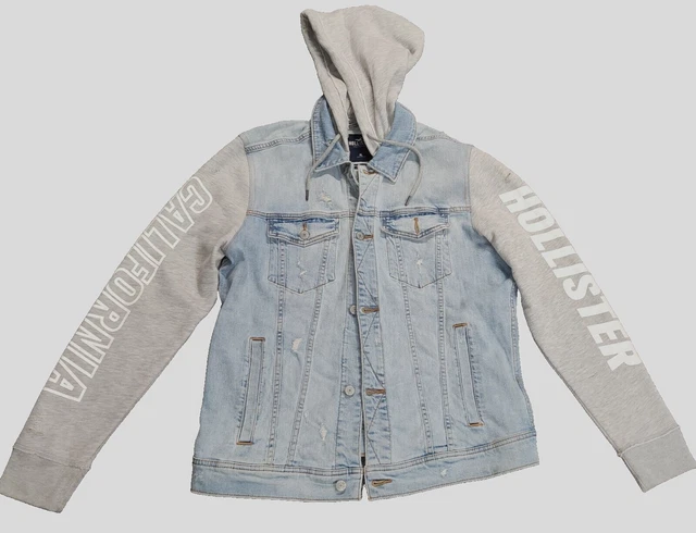HOLLISTER DENIM DISTRESSED Hooded Jean Jacket Men s Epic Flex Hoodie Size XL 33.60 PicClick