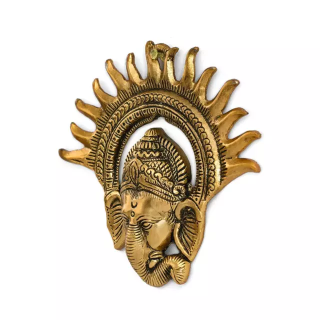 Metal Lord Ganesha Wall Hanging Ganpati Ji Showpiece Statue Sculpture  7"x7"