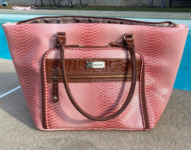 NEW HSN Samantha Brown Large Shopper ToteBag OMBRE CROCO Dusty Rose/Camel S7070