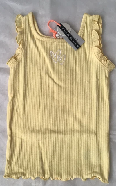 River island mini girls aged 3-4 years yellow frilly top jeans shorts set BNWT 4