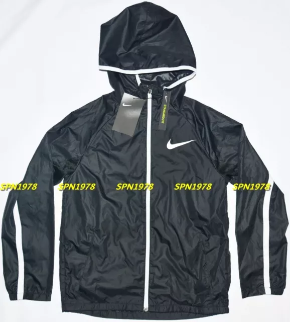 BNWT - Nike Hoodie Black Jacket Big Kids Boys Woven Training Jacket Black Hoodie