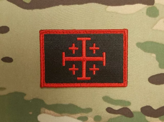 Jerusalem Cross Red Black Patch Crusader Infidel Templar Knight