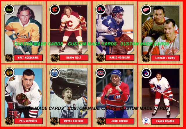 Retro Wood Grain Style CUSTOM MADE HOCKEY CARDS Series 9 103 Different YOU PICK!