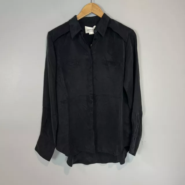 Paper Denim & Cloth Black Cupro Meeker Shirt Western Yoke Detail Medium NWT $308