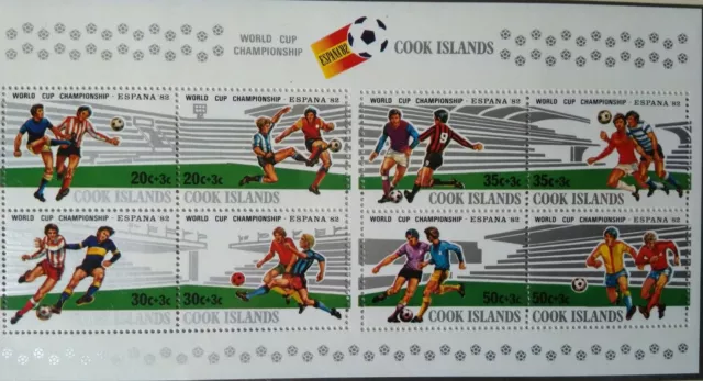 Fußball WM 1982 Spanien, 8 Marken im Block Cook Islands, postfrisch