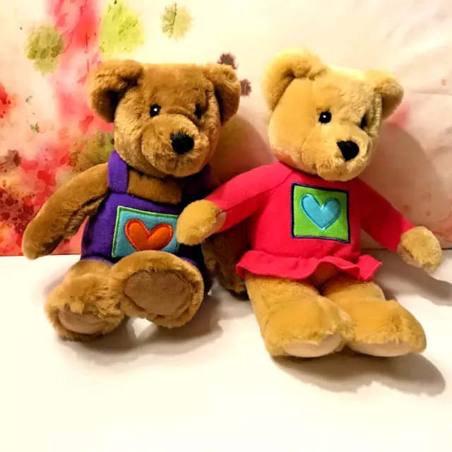 Valentines Pair of Hearts For Hallmark Cards Teddy Bears 10” Girl & Boy