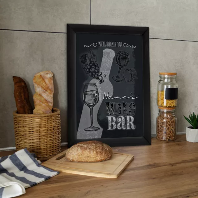 Personalisierte Weinbar - A4 Metallschilddruck - Rahmenoptionen verfügbar 2