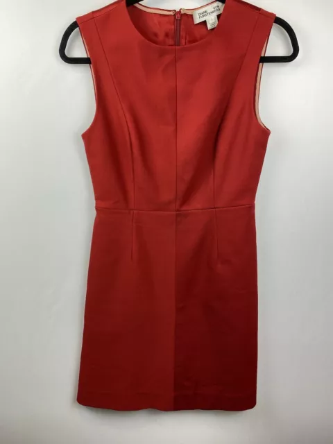 Diane Von Furstenberg DVF Womens Sleeveless Sheath Dress Lined Red 2 Gorgeous