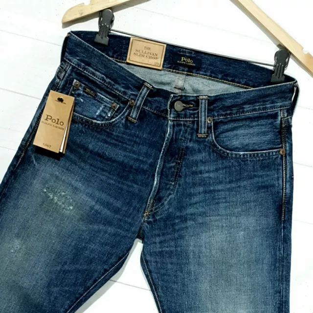 Polo da uomo Ralph Lauren Sullivan jeans slim crop crop effetto invecchiato nuovi L32 x L28 2