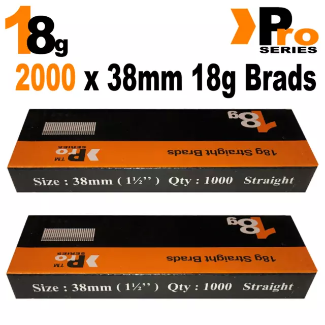 18 Gauge Brads: Size 38mm  Brads ( 2000 Brad Handy Pack )