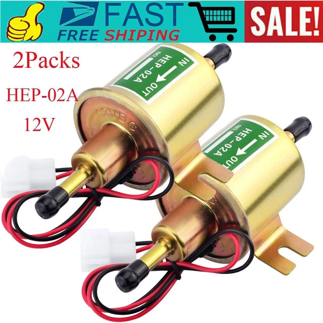 2 Packs 12V Electric Fuel Pump HEP-02A Universal Inline Low Pressure Gas Diesel