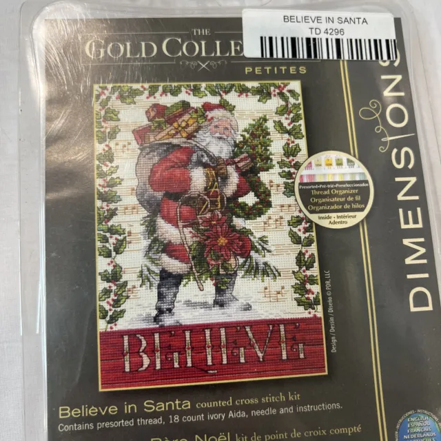 Believe in Santa Dimensions The Gold Petites Counted Cross Stitch Kit 5"X 7"