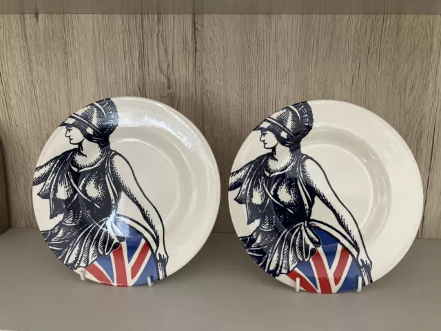 Pair of Royal Stafford Britannia 8.5" Side Plates Union Jack Flag Replacement