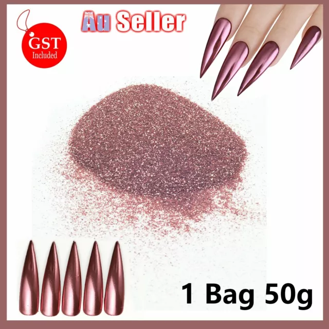 50g Rose Gold Nail Art Glitter Powder Fine Laser Flash Dust Body Decor Craft DIY