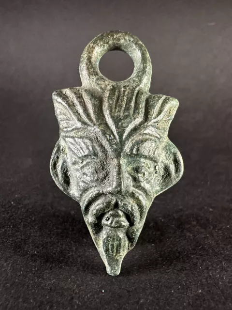 Ancient Viking Norse Highly Detailed Bronze Face Of Odin Pendant - Circa 800 Ad