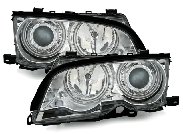 CCFL Angel Eyes Scheinwerfer Set für 3er BMW E46 Coupe Cabrio in Chrom