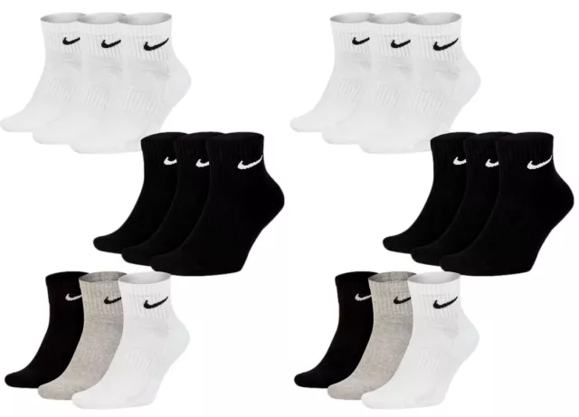 6 Paar Nike SX7677 Herren Damen Kurze Socke Weiß Schwarz grau - 34/38/42/46/50