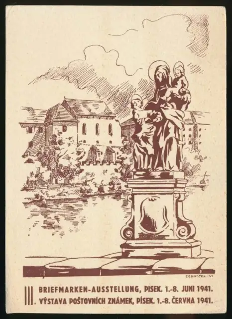 Böhmen und Mähren Sonderkarte Briefmarken-Ausstellung PISEK 1941 #126647