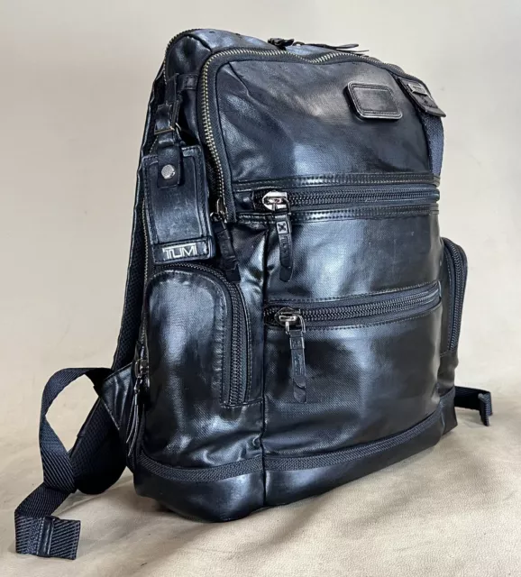 Preowned Tumi Alpha Bravo Knox Backpack Rucksack 22681DCC2 Black Canvas Leather