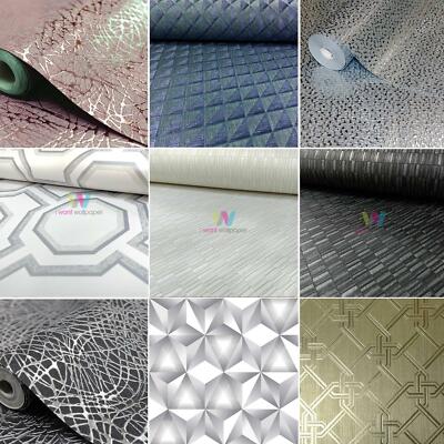 Arthouse Carta da parati a nido d'ape argento metallico champagne con trama geometrica Vinile 