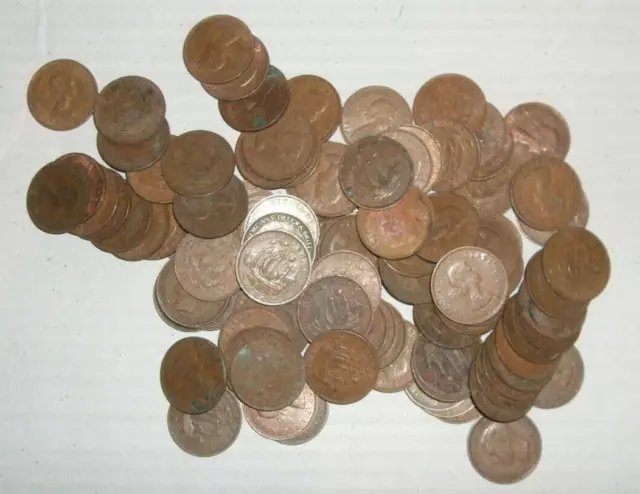 Mixed Half Penny Coins BULK LOT of 100 coins range of dates