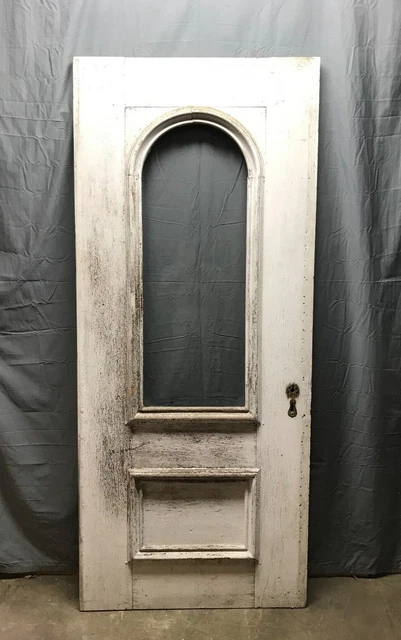1 Antique Exterior 1880's 34x80 Vintage Arched Glass Entryway Door Old 932-22B