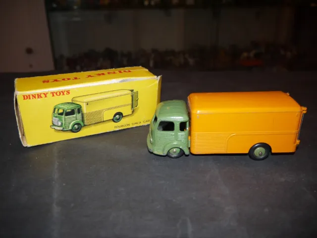Dinky Toys France Camion Fourgon Simca Cargo Vert Et Orange Ref 33A + Boite 1/43