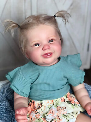 24in Reborn Baby Doll Smiling Girl Handmade Soft Touch Kids Toy Birthday Gift