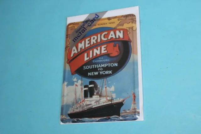 Blechpostkarte American Line, Nostalgic Metal-Card, Dampfer