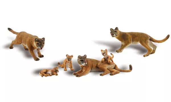 Woodland Scenics ~ HO Scale Animals ~ Cougars and Cubs ~ A1949