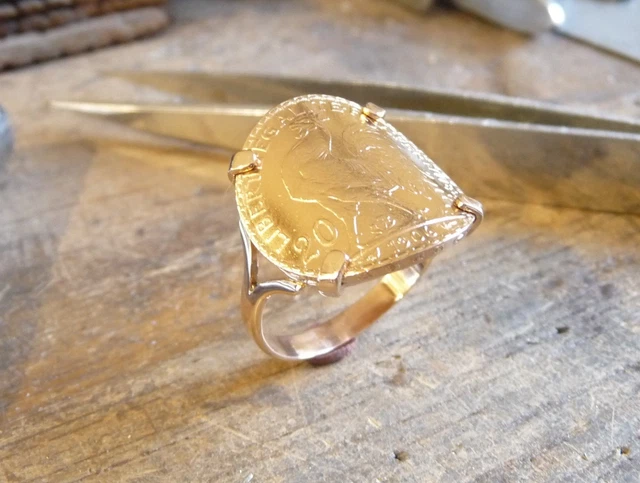 Bague Plume Argent 925 Avec Pièce 20 Francs Or Napoléon III – Neuf Avec étiquettes