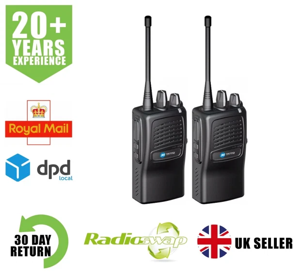TAIT TP7110 UHF 470-520MHZ 4 WATT WATERPROOF WALKIE-TALKIE TWO WAY RADIOS x 2