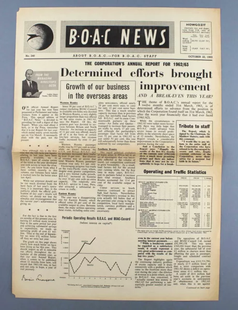 Boac News Airline Staff Newspaper No.240 - 22 October 1963 Annual Report 1962/63