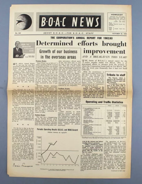 Boac News Airline Staff Zeitung Nr. 240 - 22. Oktober 1963 Jahresbericht 1962/63