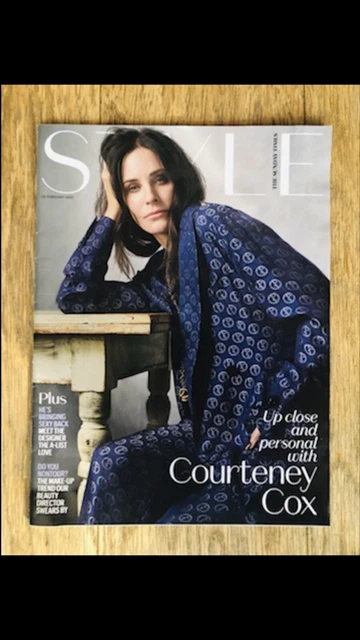 SUNDAY TIMES STYLE Magazine Courteney Cox cover and article. David Koma
