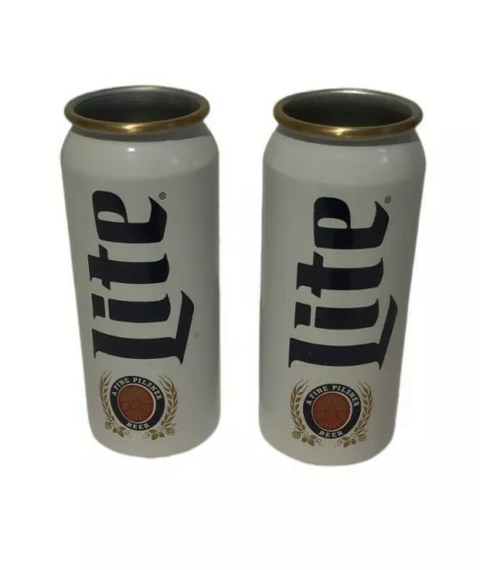 Miller Lite 16 Oz Aluminum Can Glass Vessel Beer | Two (2) Glasses | Collectible