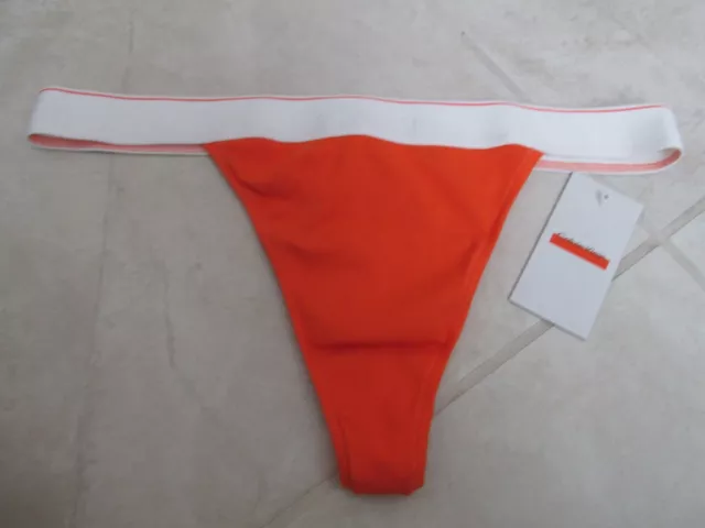 NEW Calvin Klein Hi-Cut Thong Underwear Womens XL Orange 40110WA Ribbed Cotton