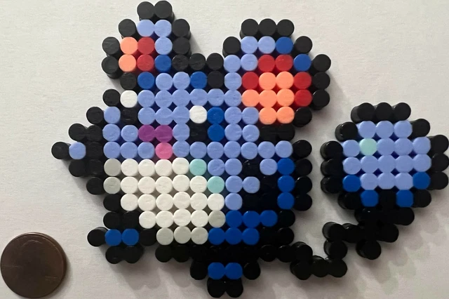 MARILL BEAD SPRITE Perler Kappen Pixel Art Retro Pokemon Aqua Maus