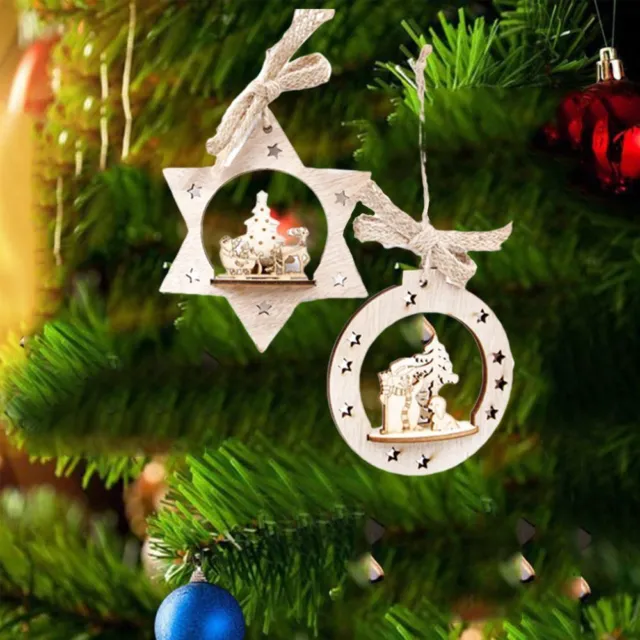 Snowman Santa Claus Wooden Ornaments  Xmas Hanging Christmas Tree Decoration