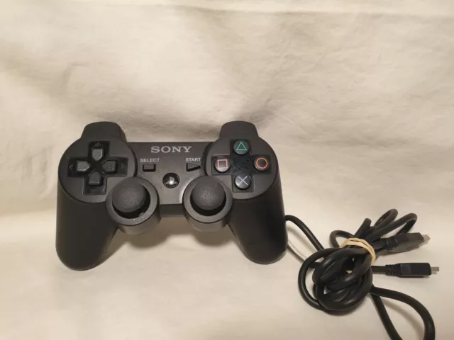 Official Playstation 3 Controller Dualshock3 Ps3 Wireless -Black W/ Charge Cable