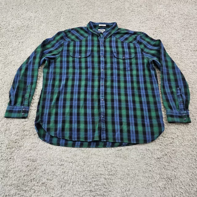 Lucky Brand True Indigo Classic Fit Button Up Shirt Mens M Long Sleeve Plaid
