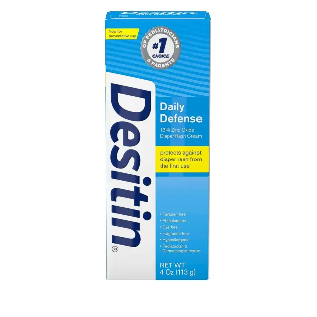 Desitin Daily Defense Baby Diaper Rash Cream with Zinc Oxide to Treat, Relieve &