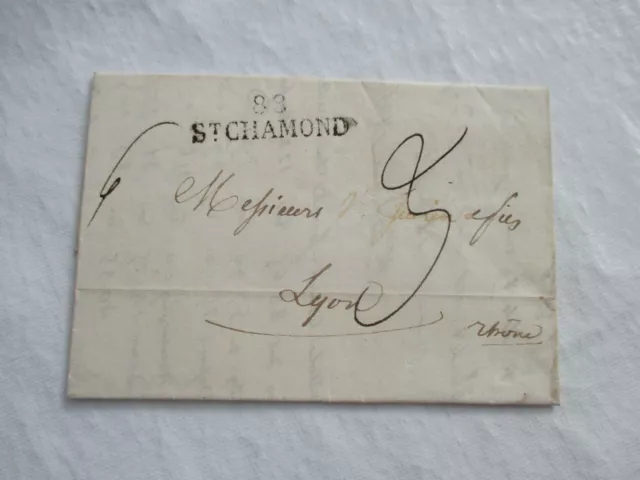 Marque Postale / lettre 88 ST CHAMOND POUR LYON 38X11 AOUT 1825 COMPTE DE VENTE